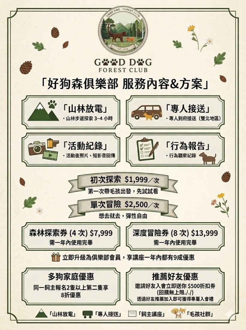 好狗森俱樂部服務內容與方案正式素材